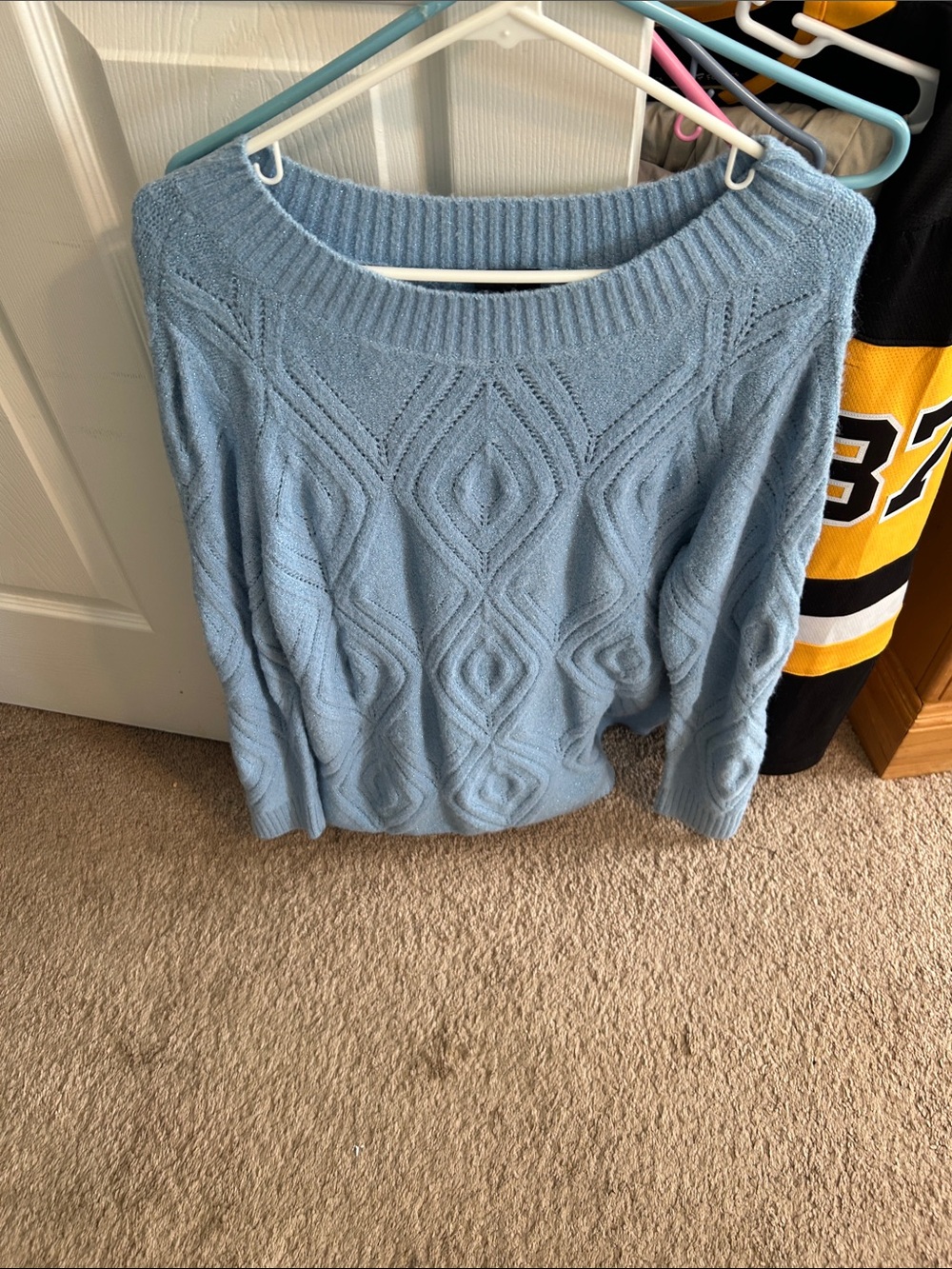 Talbots Light Blue Cable Scoop-Neck Sweater